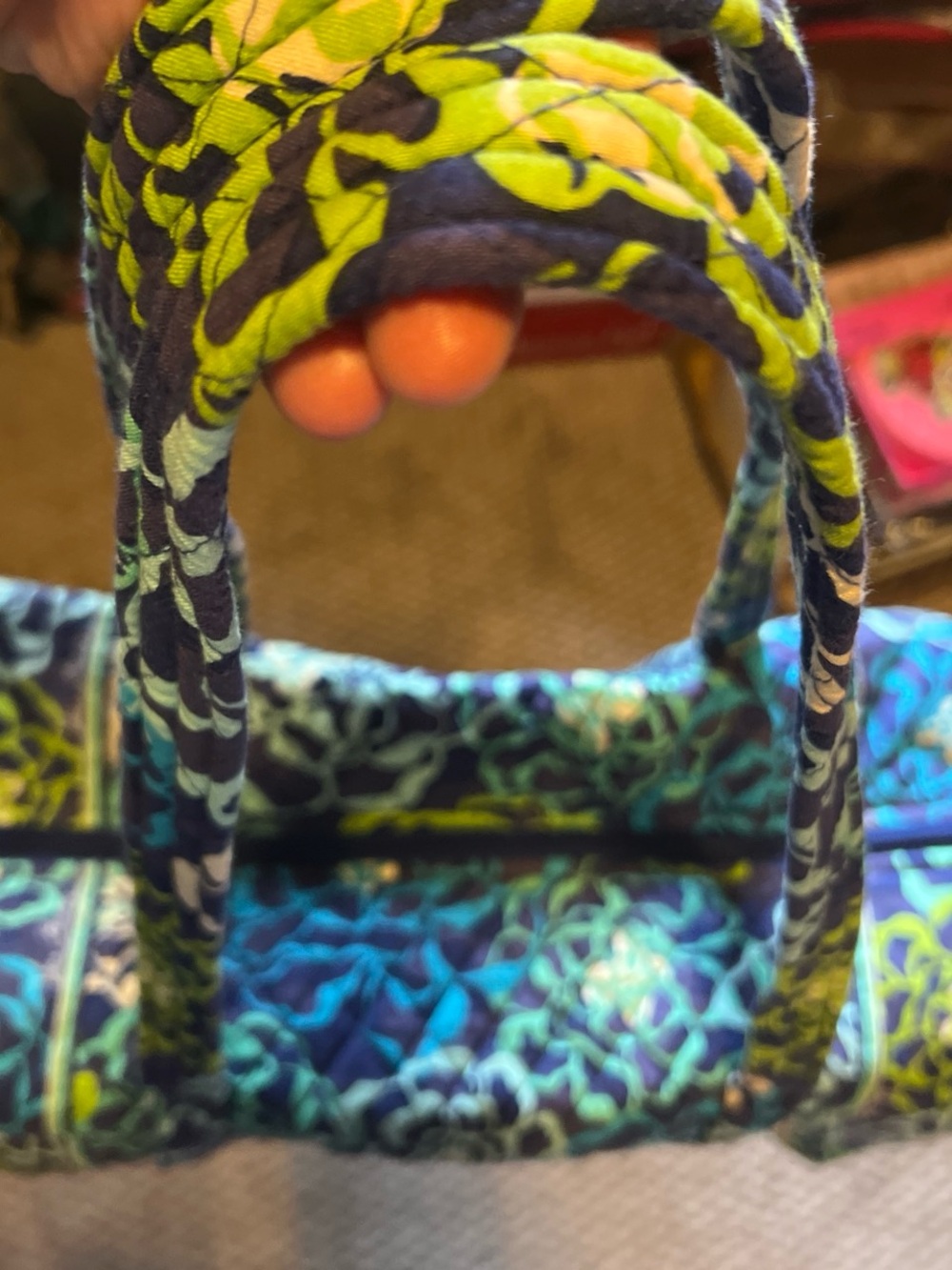 Vera Bradley Navy Floral Quilted Travel Duffel Katalina blues pattern - Picture 2 of 3